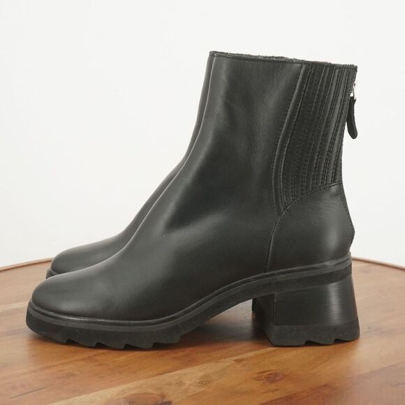 Dolce Vita Womens Martey Boots Booties Chunky Block Heel Black Leather Zip 9.5 - Picture 4 of 9